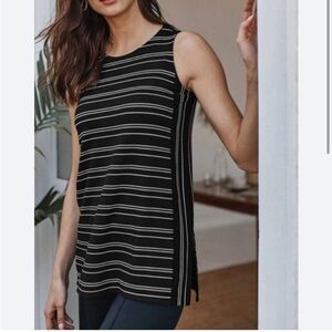 J JILL wherever collection, navy striped tank, XL, used in good condition